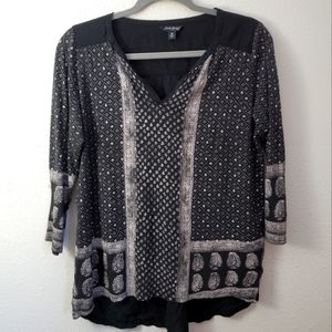 Lucky Brand Blouse black and white paisley pattern size medium